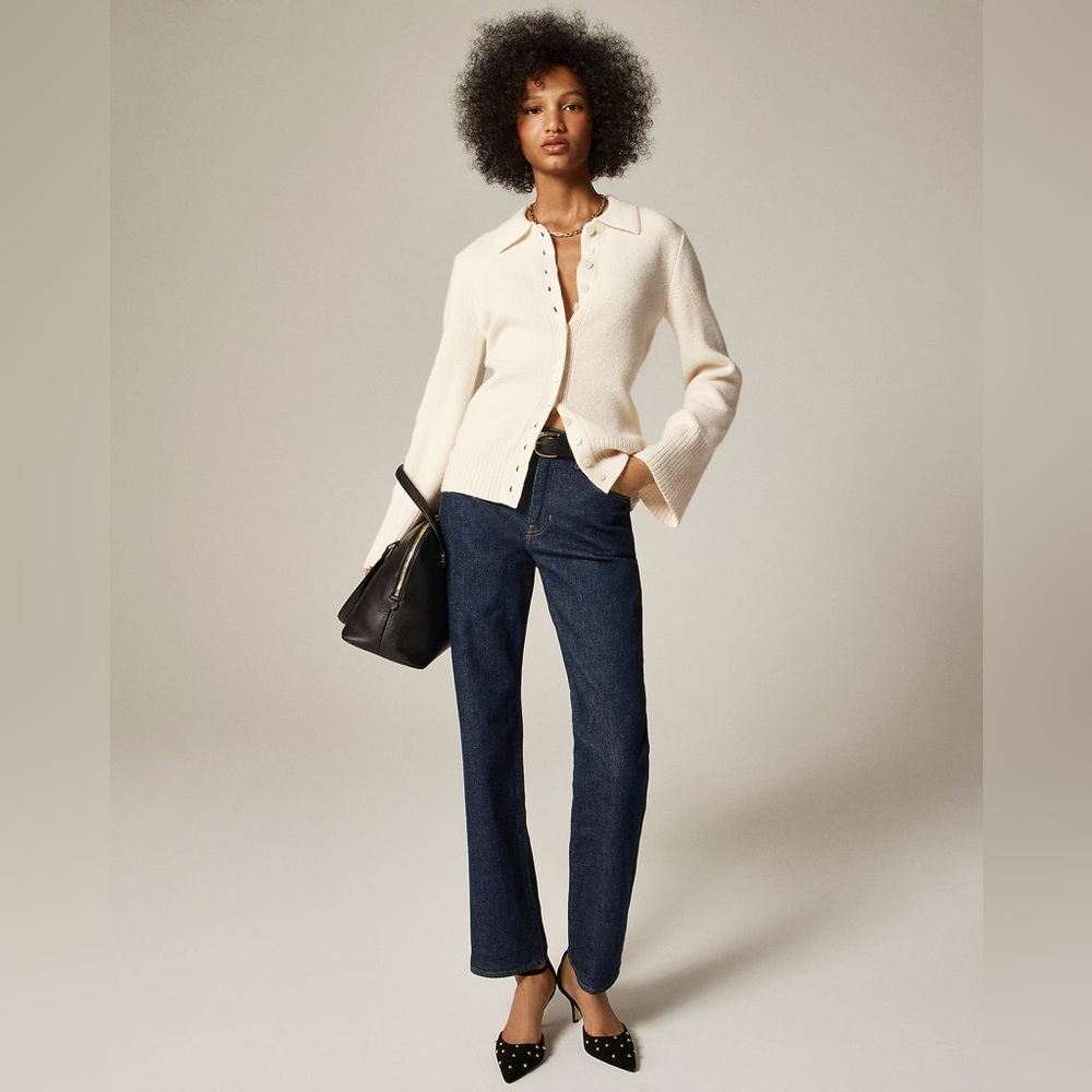 NWT J.Crew Milano-Stitch Cinched-Waist Cardigan in Ivory - Picture 1 of 10